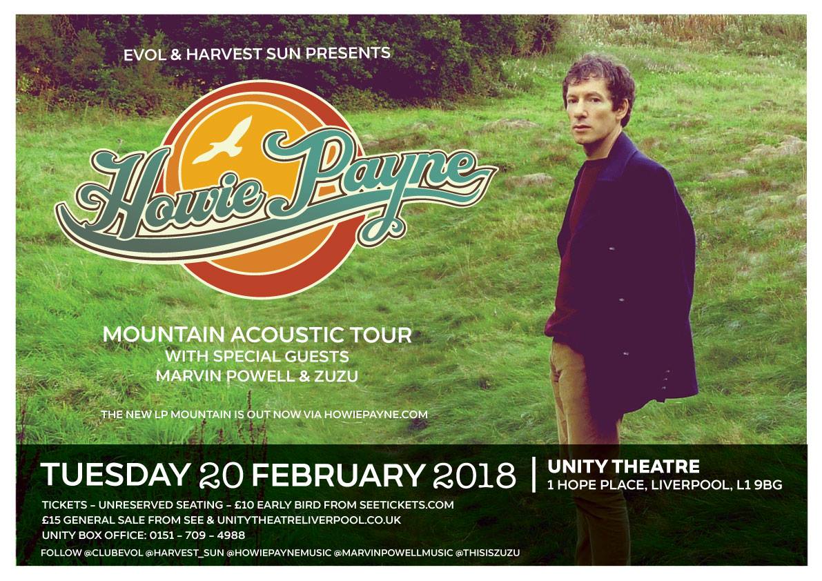 Howie Payne to perform at Unity Theatre next month