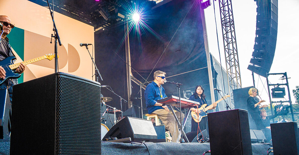 A Certain Ratio performing live at Rochdale Town Hall Square