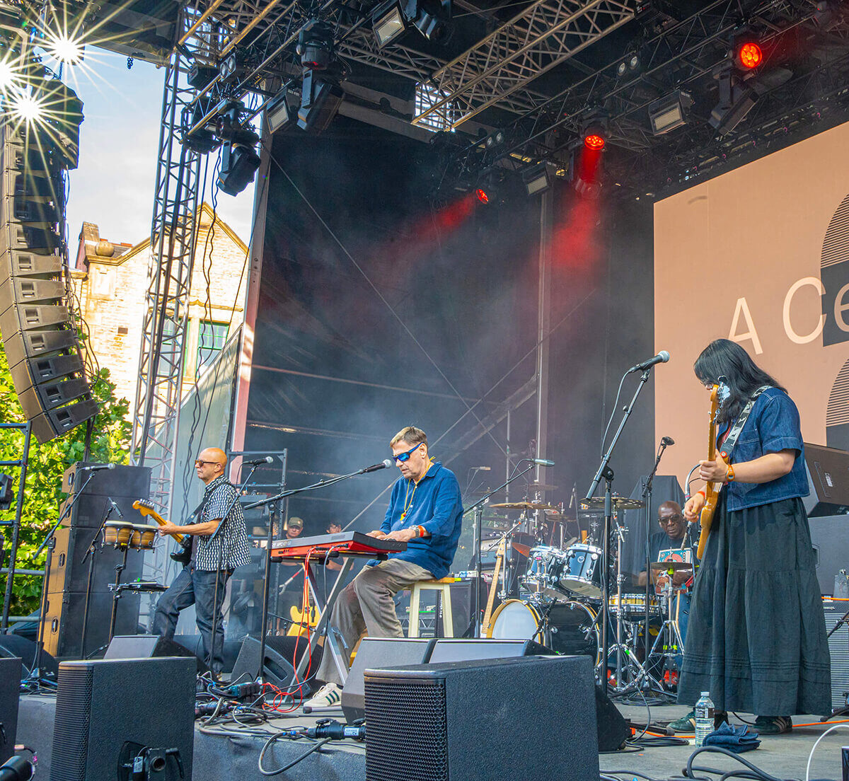 A Certain Ratio performing live at Rochdale Town Hall Square